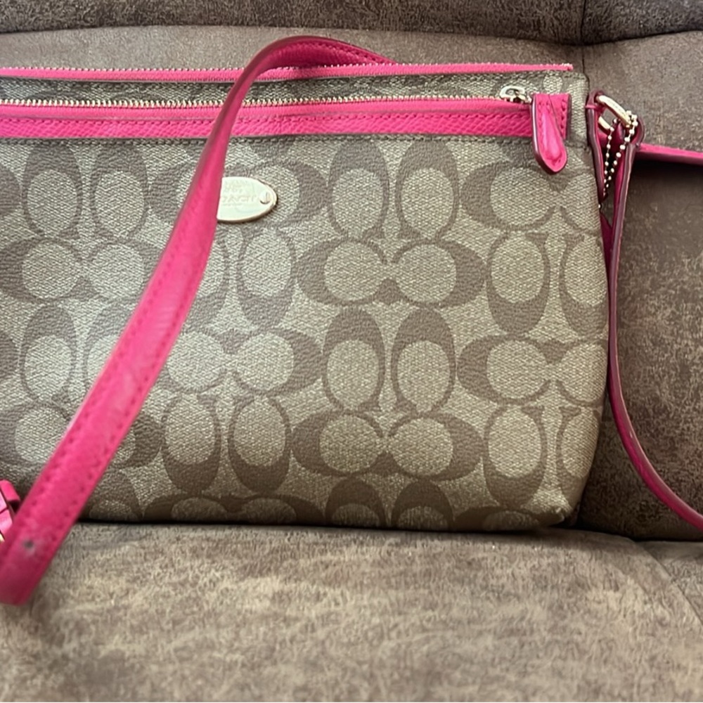 Coach Beige and Pink Crossbody Bag